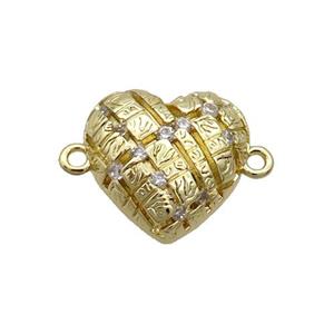 Copper Heart Connector Pave Zircon Gold Plated, approx 15mm [FN35601]