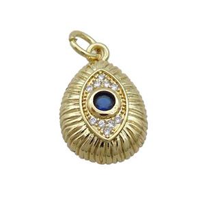 Copper Teardrop Pendant Pave Zircon Gold Plated, approx 11-15mm [FN35606]