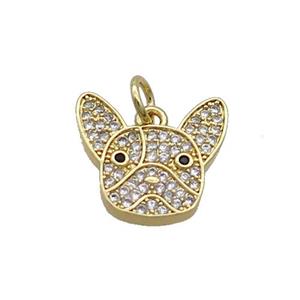 Copper Bulldog Pendant Pave Zircon Gold Plated, approx 13-15mm [FN35607]