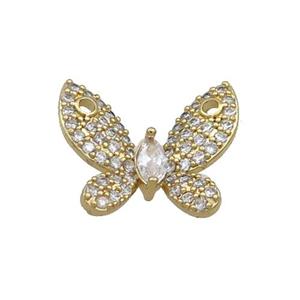 Copper Butterfly Pendant Pave Zircon 2loops Gold Plated, approx 15-18mm [FN35608]