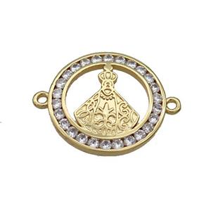 Copper Circle Connector Pave Zircon Gold Plated, approx 20mm [FN35609]