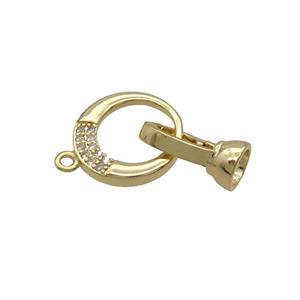 Copper Clasp Pave Zircon Gold Plated, approx 14mm, 6-11mm [FN35620]