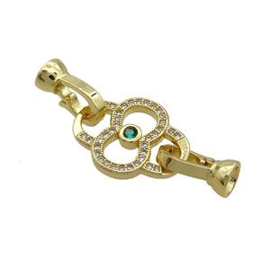 Copper Clasp Pave Zircon Infinity Gold Plated, approx 16-21mm, 6-13mm [FN35623]