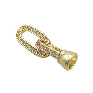 Copper Clasp Pave Zircon Gold Plated, approx 8-16mm, 6-15mm [FN35624]