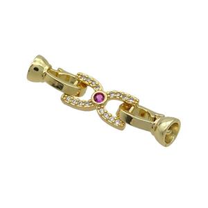 Copper Clasp Pave Zircon Gold Plated, approx 8-15mm, 6-13mm [FN35626]