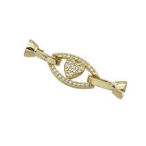 Copper Clasp Pave Zircon Heart Gold Plated, approx 10-19mm, 6-13mm [FN35627]