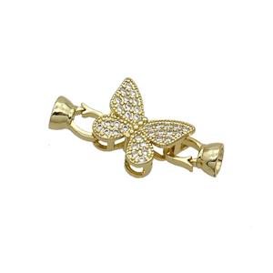 Copper Clasp Pave Zircon Butterfly Gold Plated, approx 14-17mm, 6-11mm [FN35629]