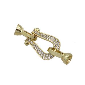 Copper Clasp Pave Zircon Gold Plated, approx 14-19mm, 6-13mm [FN35631]
