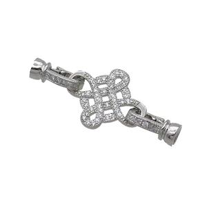 Copper Clasp Pave Zircon Bowknot Platinum Plated, approx 16mm, 6-13mm [FN35637]