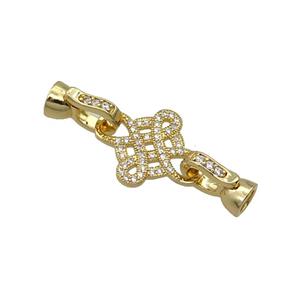 Copper Clasp Pave Zircon Bowknot Gold Plated, approx 16mm, 6-13mm [FN35638]