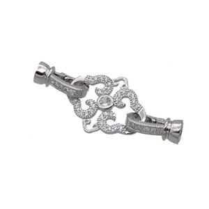 Copper Clasp Pave Zircon Platinum Plated, approx 15-19mm, 6-13mm [FN35639]