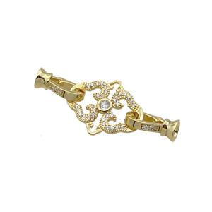 Copper Clasp Pave Zircon Gold Plated, approx 15-19mm, 6-13mm [FN35640]