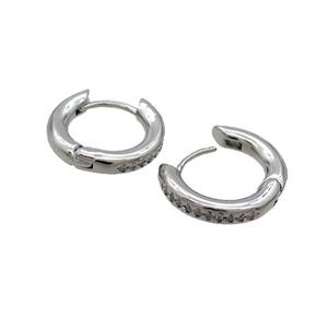 Copper Hoop Earring Pave Zircon Platinum Plated, approx 14mm [FN35647]
