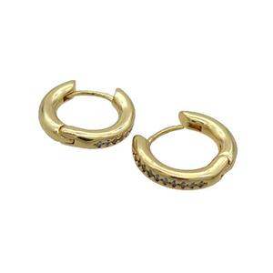 Copper Hoop Earring Pave Zircon 18K Gold, approx 14mm [FN35648]