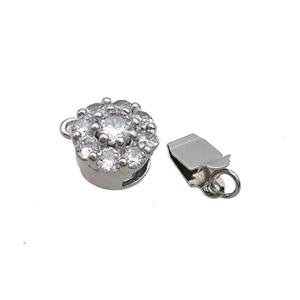 Copper Clasp Pave Zircon Slide Platinum Plated, approx 11mm [FN35661]