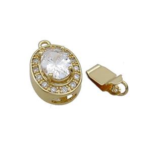 Copper Clasp Pave Zircon Slide 18K Gold, approx 12-18mm [FN35665]