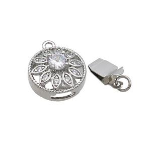 Copper Clasp Pave Zircon Slide Platinum Plated, approx 14mm [FN35666]