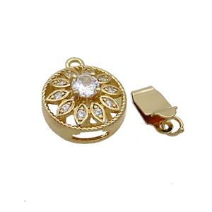 Copper Clasp Pave Zircon Slide 18K Gold, approx 14mm [FN35667]
