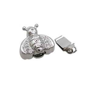 Copper Clasp Pave Zircon Slide Platinum Plated, approx 15-16mm [FN35668]