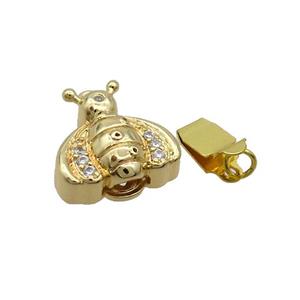 Copper Clasp Pave Zircon Slide 18K Gold, approx 15-16mm [FN35669]