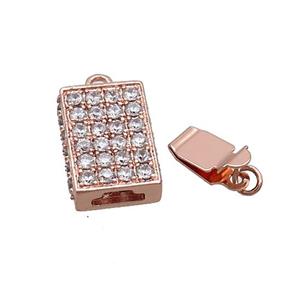 Copper Clasp Pave Zircon Slide Rose Gold, approx 10.5-16mm [FN35672]