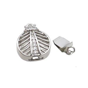 Copper Clasp Pave Zircon Slide Platinum Plated, approx 14-16mm [FN35673]