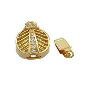 Copper Clasp Pave Zircon Slide 18K Gold, approx 14-16mm [FN35674]