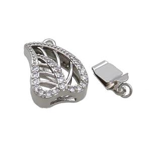 Copper Clasp Pave Zircon Slide Platinum Plated, approx 13-19mm [FN35675]