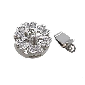 Copper Clasp Pave Zircon Slide Platinum Plated, approx 18mm [FN35677]