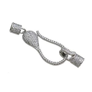 Copper Clasp Pave Zircon Platinum Plated, approx 15-30mm, 6mm [FN35679]