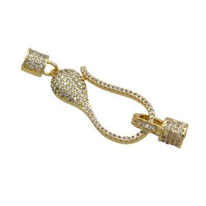 Copper Clasp Pave Zircon 18K Gold, approx 15-30mm, 6mm [FN35680]