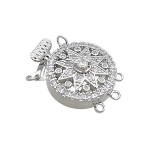 Copper Slide Clasp Pave Zircon Platinum Plated, approx 20mm [FN35681]