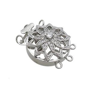 Copper Slide Clasp Pave Zircon Platinum Plated, approx 22mm [FN35682]