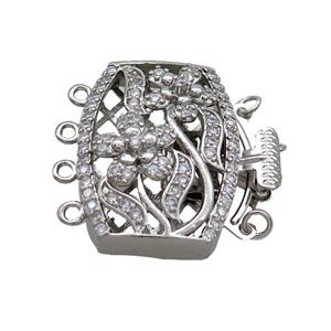 Copper Clasp Pave Zircon Slide Platinum Plated, approx 20-26mm [FN35685]
