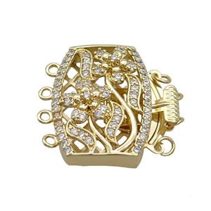 Copper Clasp Pave Zircon Slide 18K Gold, approx 20-26mm [FN35686]
