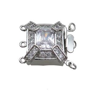 Copper Clasp Pave Zircon Slide Platinum Plated, approx 20mm [FN35687]