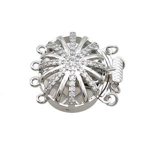 Copper Clasp Pave Zircon Slide Platinum Plated, approx 20-26mm [FN35689]