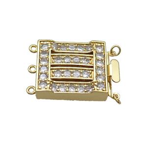 Copper Clasp Pave Zircon Slide 18K Gold, approx 22-25mm [FN35692]