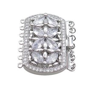 Copper Slide Clasp Pave Zircon Platinum Plated, approx 26-43mm [FN35694]