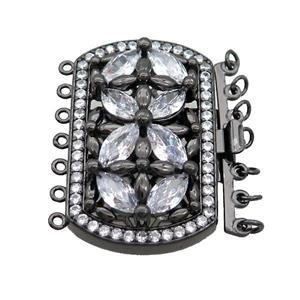 Copper Slide Clasp Pave Zircon Black Plated, approx 26-43mm [FN35696]