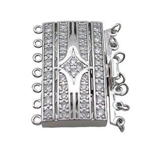 Copper Clasp Pave Zircon Slide Platinum Plated, approx 20-36mm [FN35697]