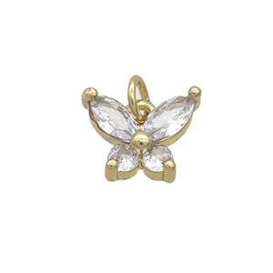 Copper Butterfly Pendant Pave Clear Crystal Glass Gold Plated, approx 9-12mm [FN35699]