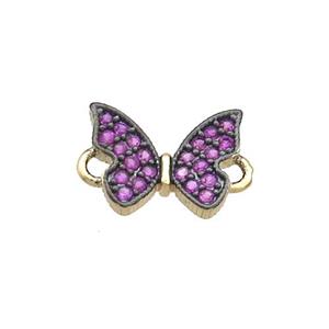 Copper Butterfly Connector Pave Zircon Gold Plated, approx 9-11mm [FN35705]