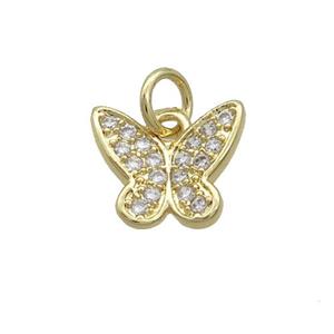 Copper Butterfly Pendant Pave Zircon Gold Plated, approx 9-11mm [FN35708]