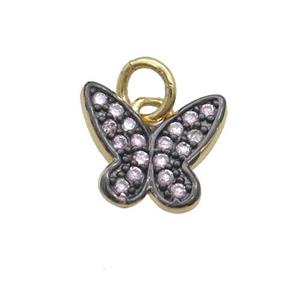 Copper Butterfly Pendant Pave Zircon Gold Plated, approx 9-11mm [FN35709]