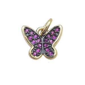 Copper Butterfly Pendant Pave Zircon Gold Plated, approx 9-11mm [FN35712]