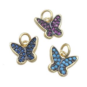 Copper Butterfly Pendant Pave Zircon Gold Plated Mixed, approx 9-11mm [FN35714]