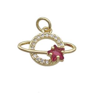 Copper Planet Pendant Pave Crystal Glass Gold Plated, approx 10-17mm [FN35729]
