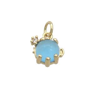 Copper Pendant Pave Blue Crystal Glass Gold Plated, approx 8-10mm [FN35732]