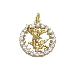 Copper Fairy Pendant Pave Zircon Gold Plated, approx 16mm dia [FN35734]